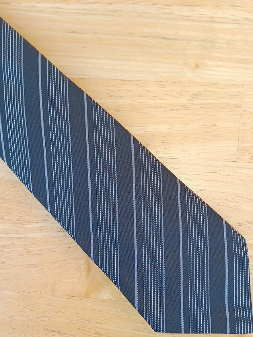 John Varvatos USA Dark Black Tie with Silver Stripes